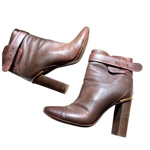 Chloe Chocolate  Italian Leather Heeled Boots size 7.5 us